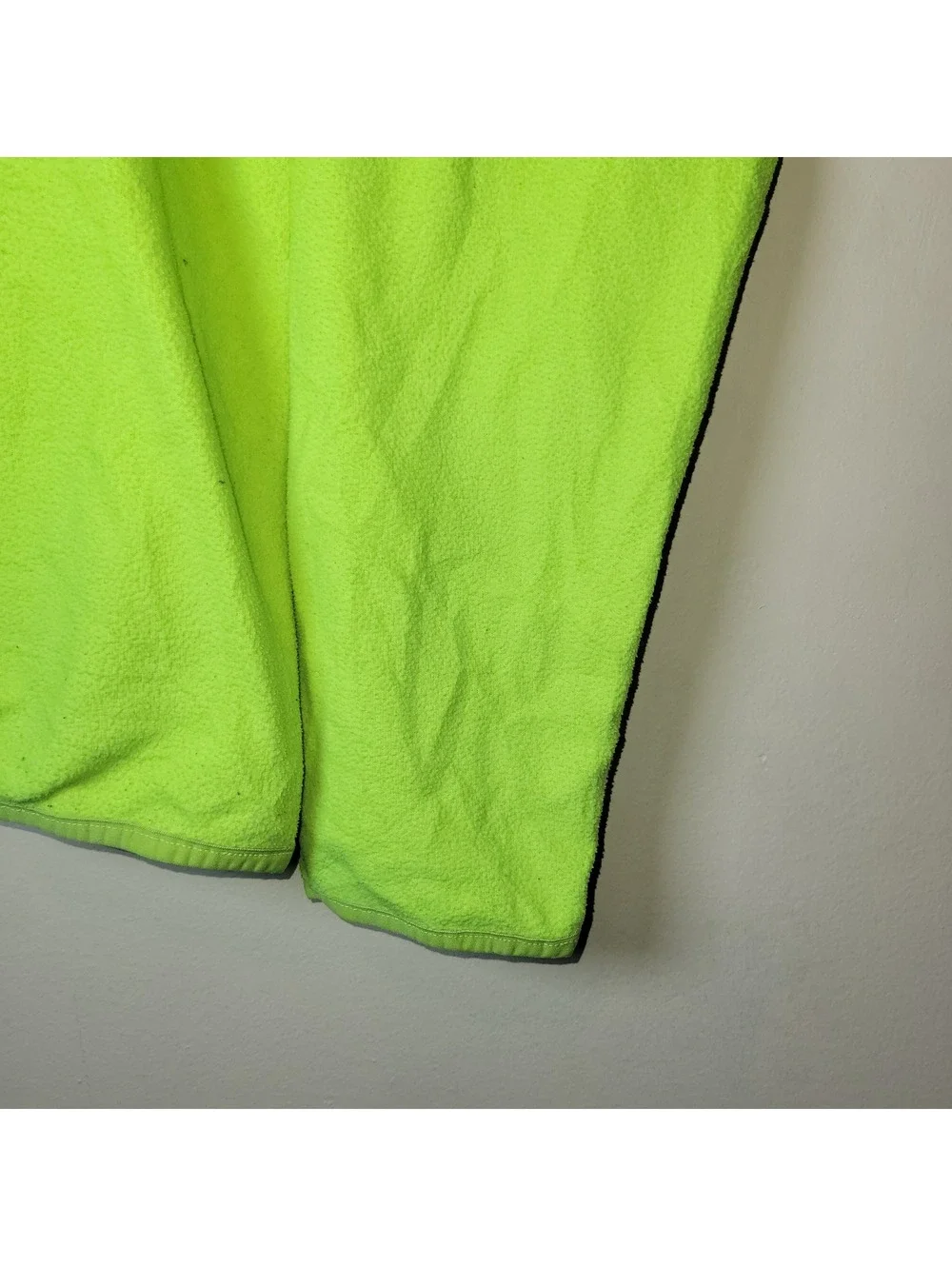 The North Face Men's M Medium Neon Green Black Fleece Snap Pullover Activewear